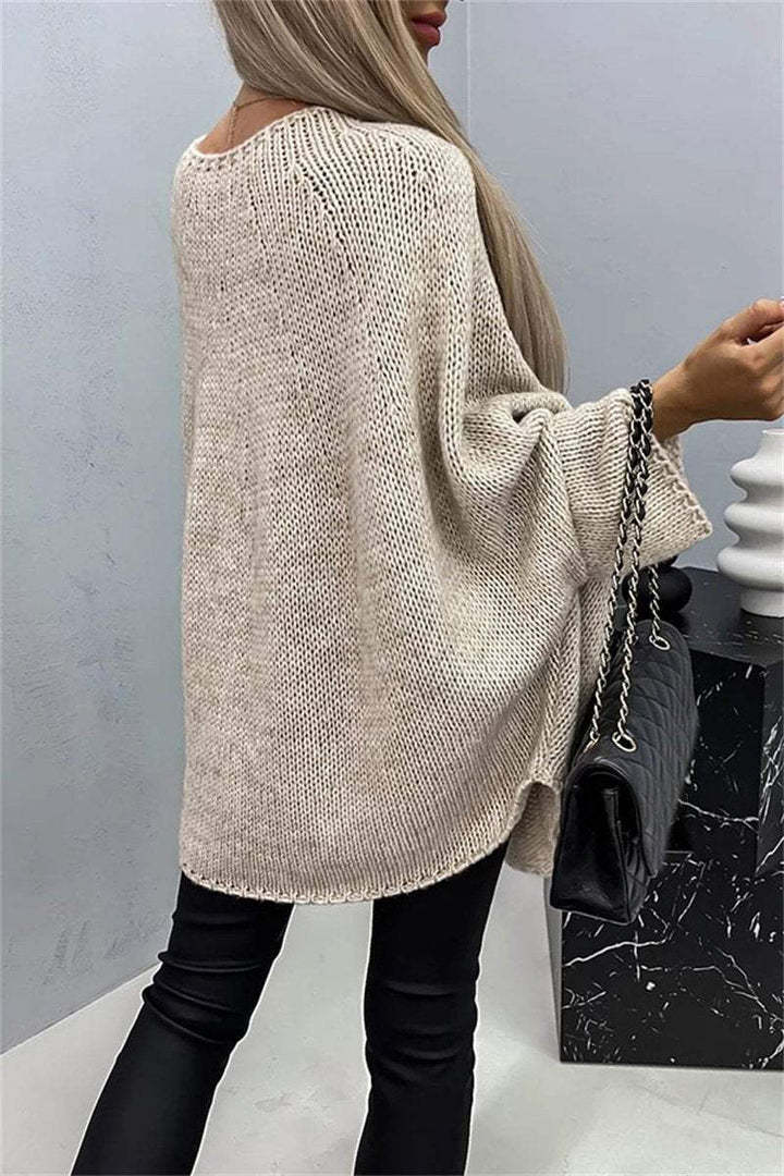 Locker gestrickter Pullover mit Fledermausärmeln