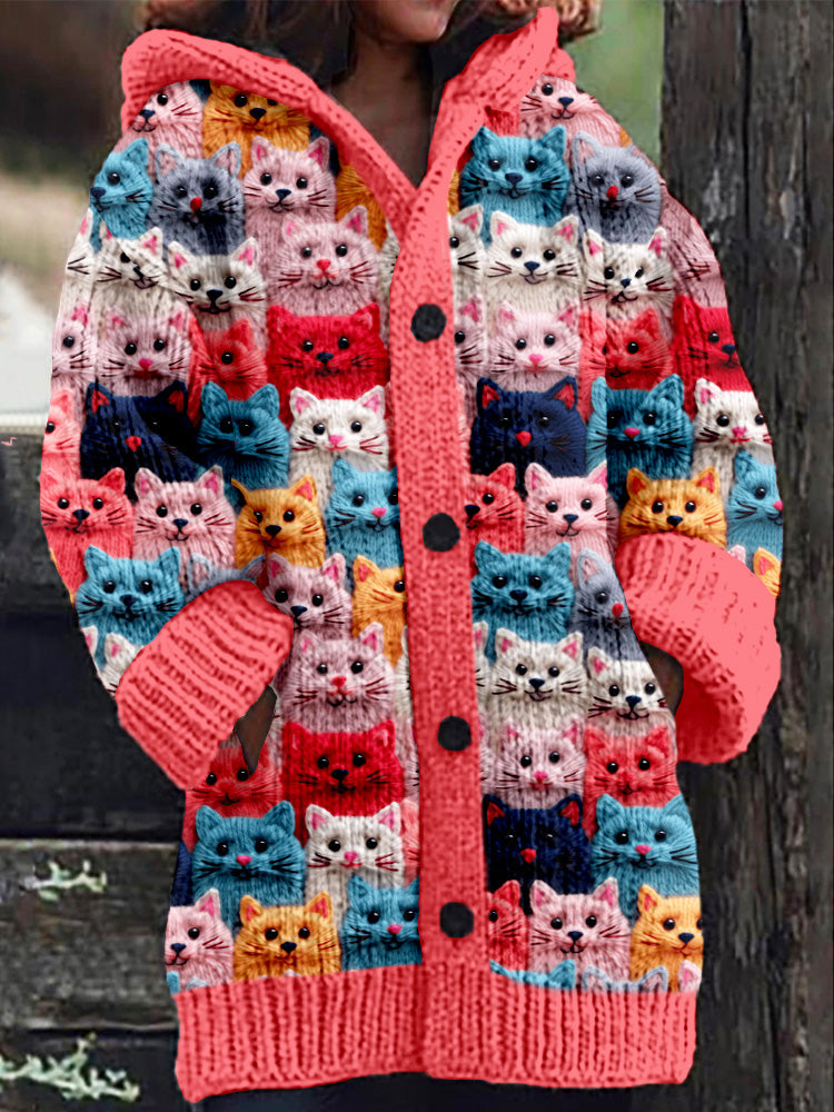 Nina - Kuscheliger Fleece-Hoodie mit niedlichem Katzen-Print