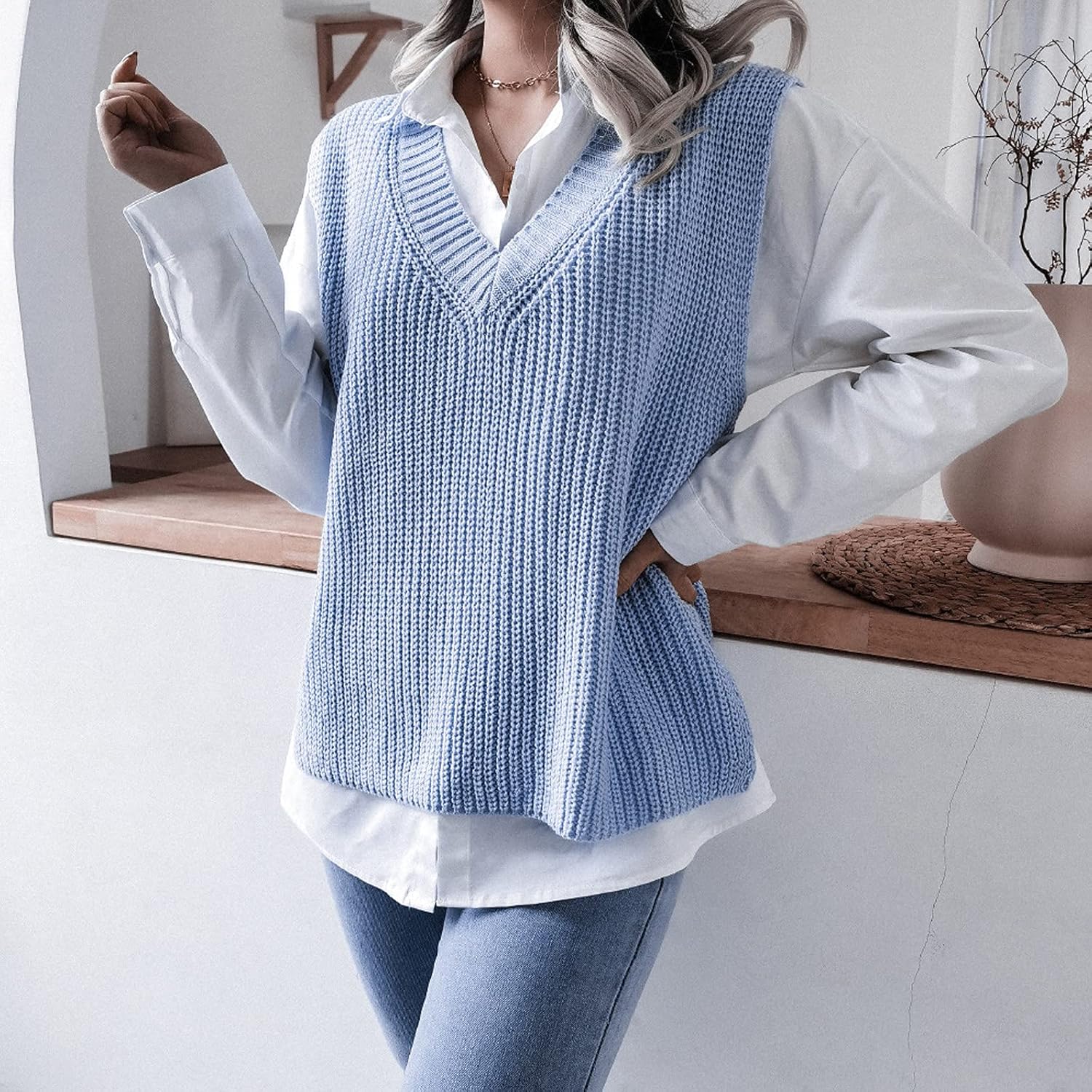 Melanie - Eleganter Damenpullover V Ausschnitt Strick