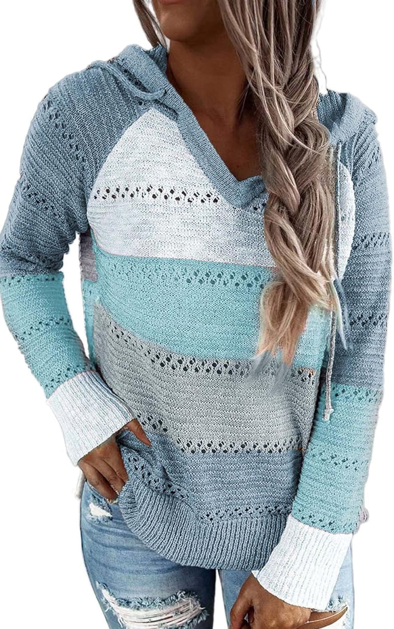 Salmy - Stylischer Farbblock Kapuzenpullover für Damen