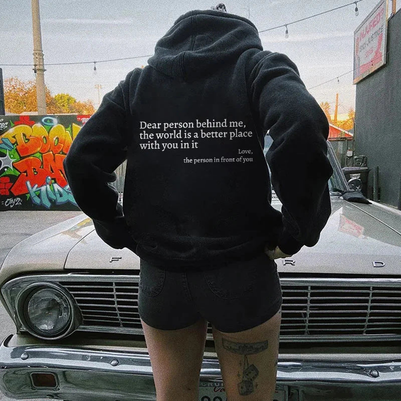 Lieber Mensch hinter mir“ Unisex-Hoodie
