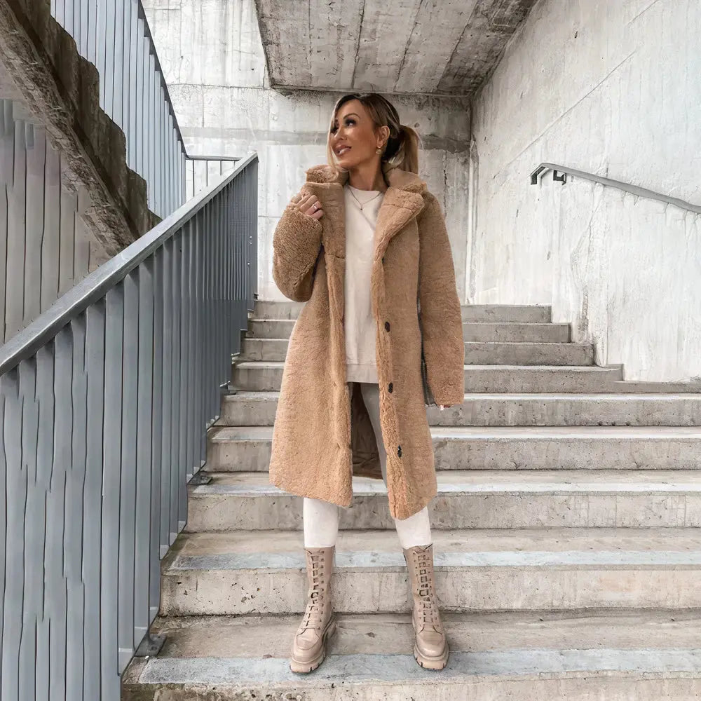 Rabia - Damen Winter Teddyfell Mantel Warm