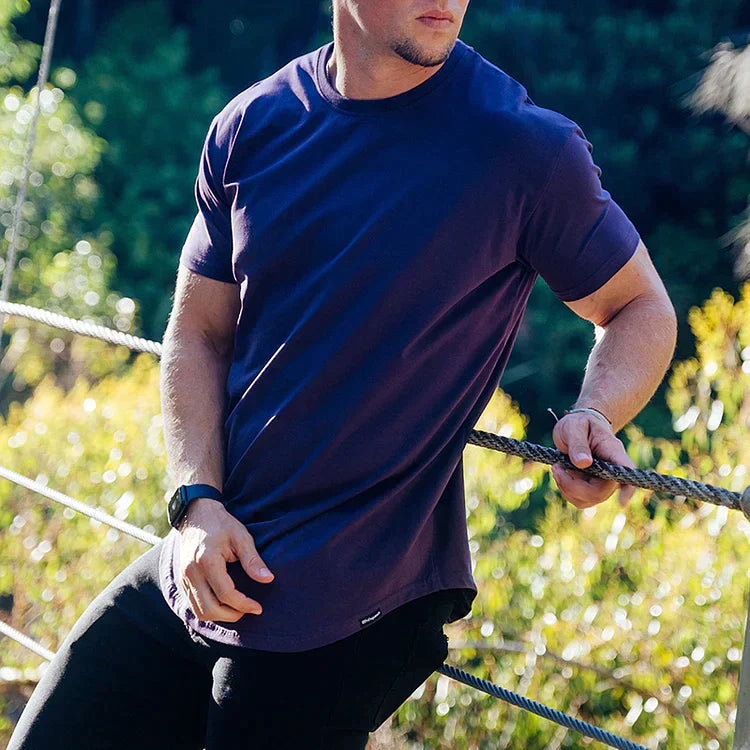 Gabriel – Basic T-Shirt Herren Sommer Drop Cut Rundhals