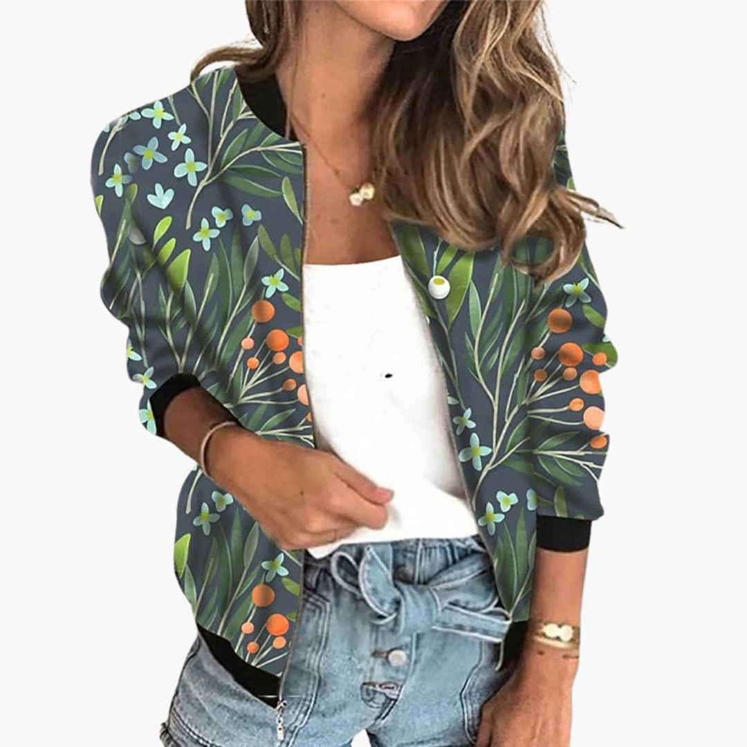 Meike – Stylische Damen-Bomberjacke mit Blumenmuster