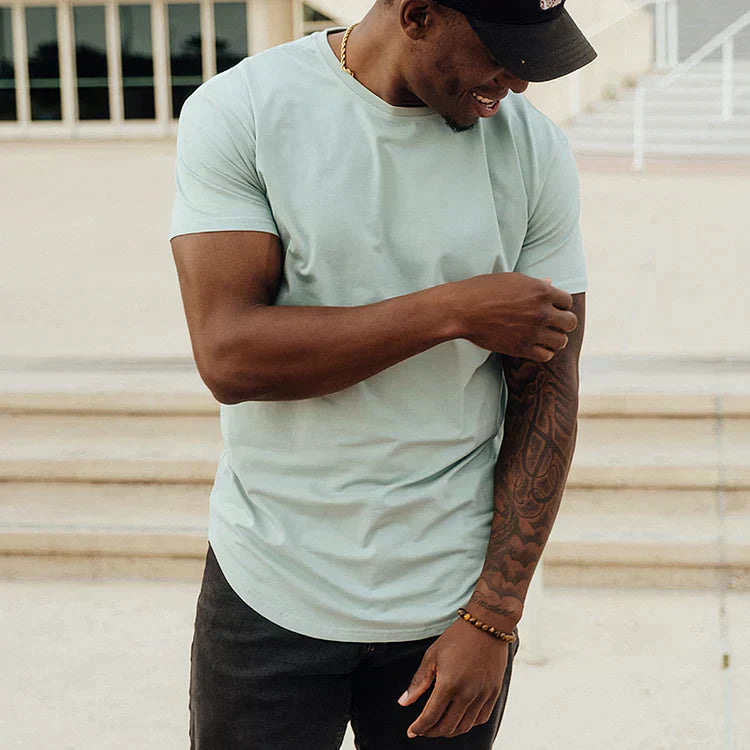 Gabriel – Basic T-Shirt Herren Sommer Drop Cut Rundhals