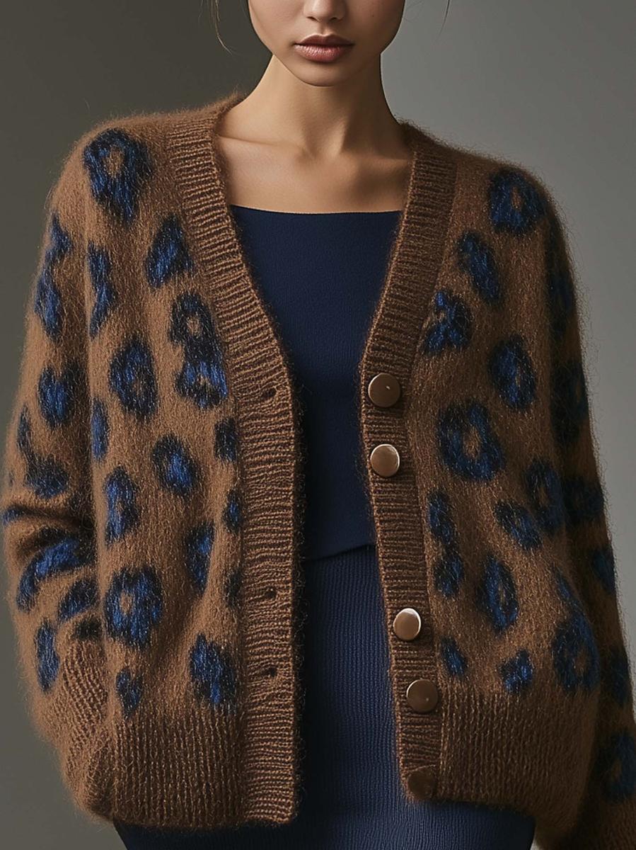 Fanny - Brauner Leopard Cardigan für Damen