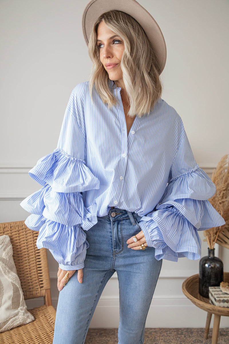 Soraya Stripe Blue - Blouse