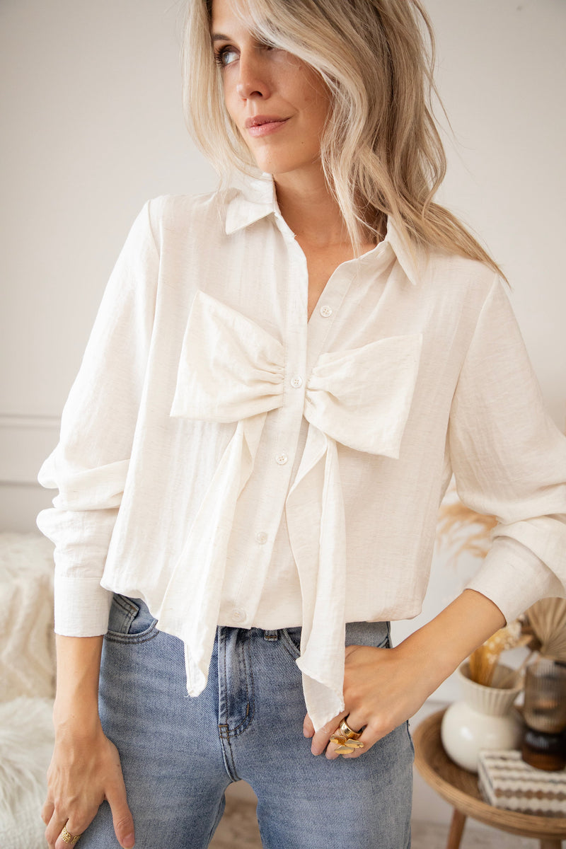 Bowtiful Beige - Blouse