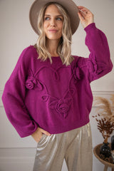 Knitted Bloom Plum - Trui