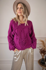 Knitted Bloom Plum - Trui