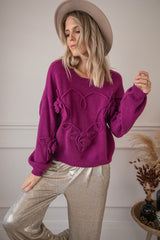 Knitted Bloom Plum - Trui