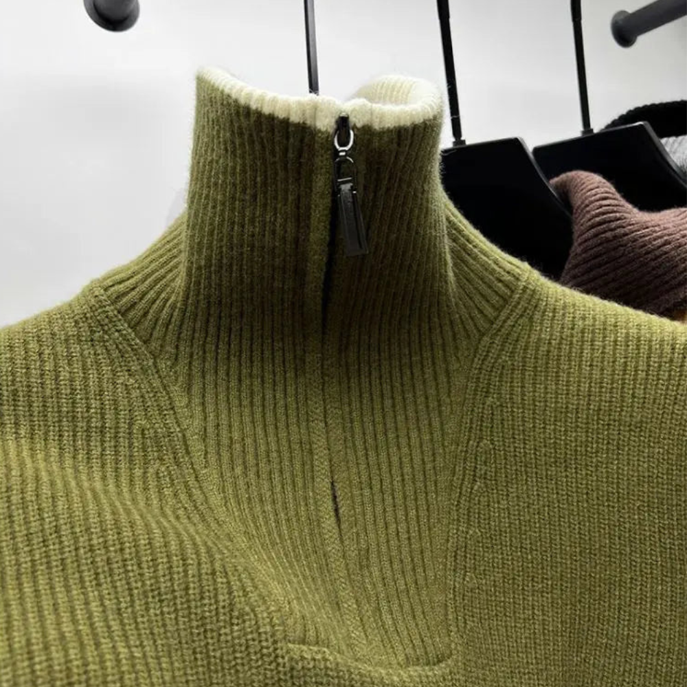 Axel – Herren Stehkragenpullover mit Reißverschluss – Sportlich & Modern