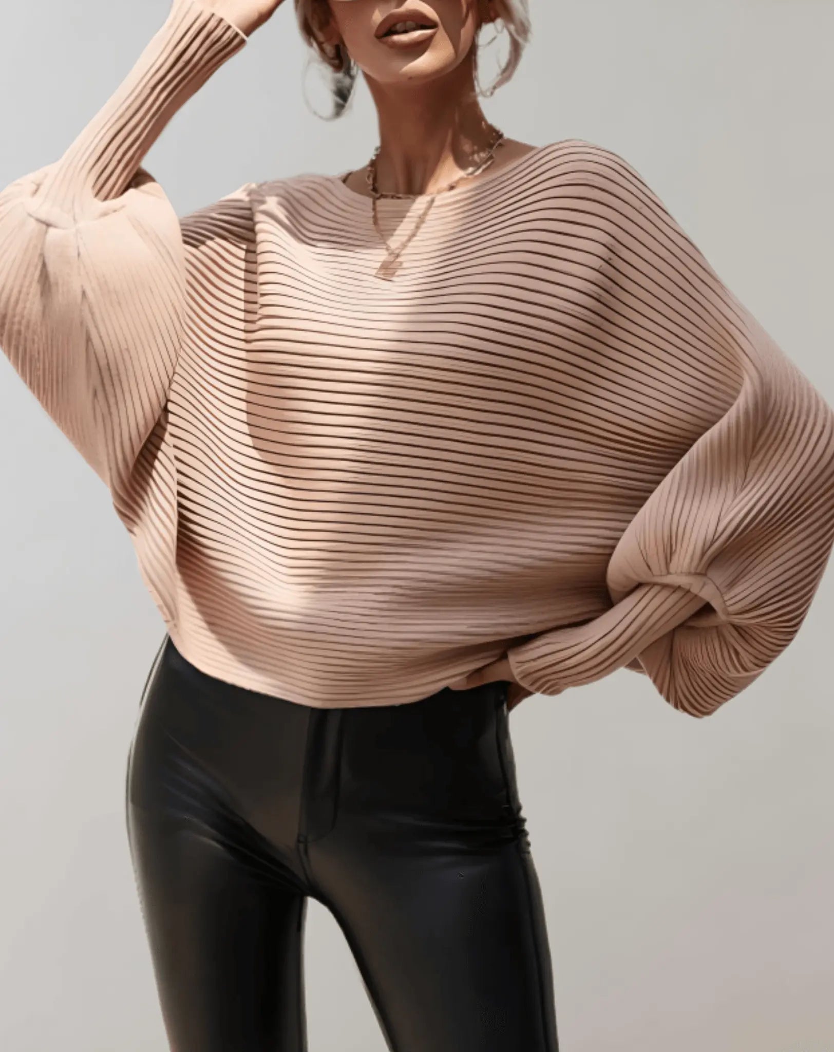 Agnese - Lockerer Pullover mit Puffärmeln für Frauen Beige