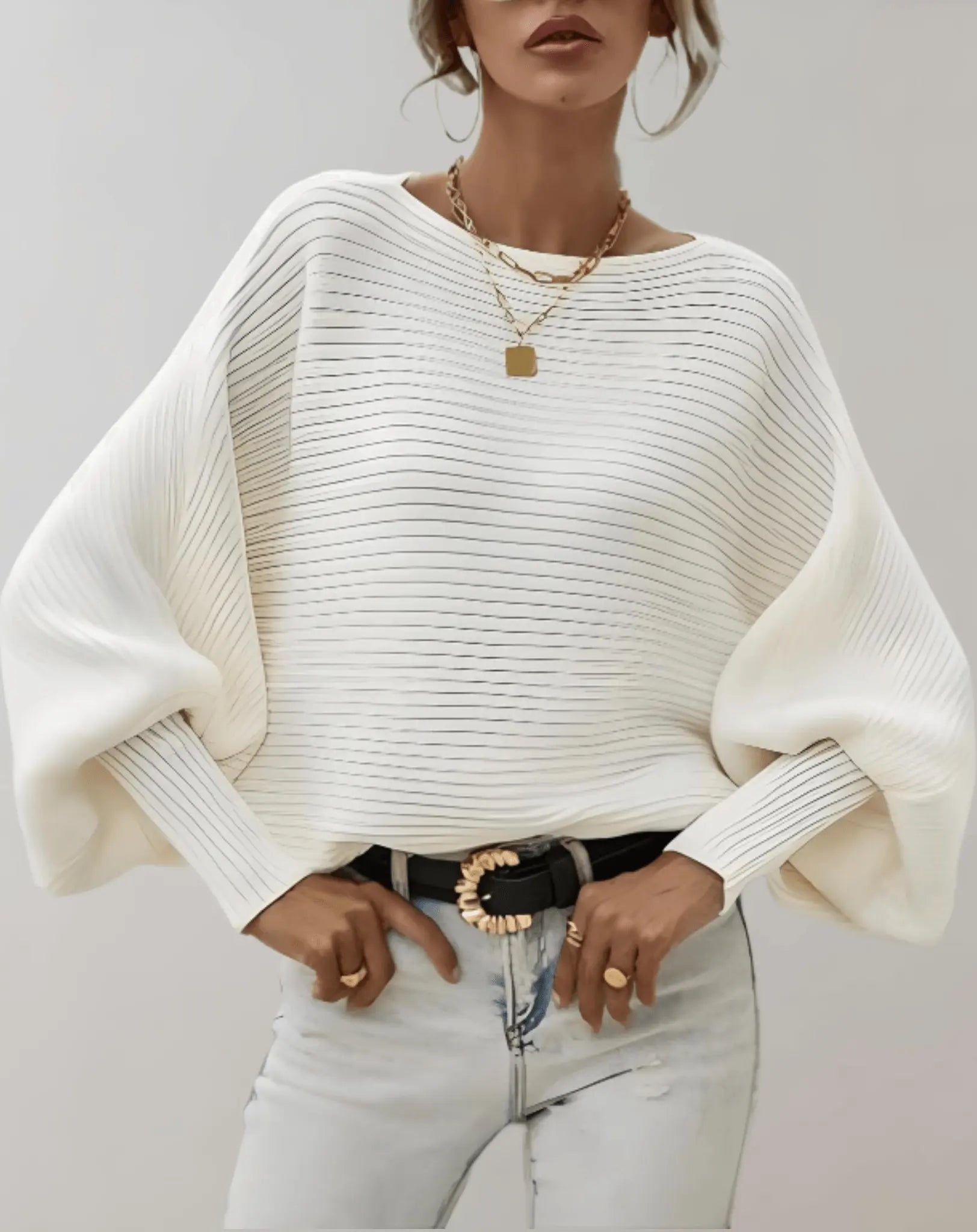 Agnese - Lockerer Pullover mit Puffärmeln für Frauen Weiß