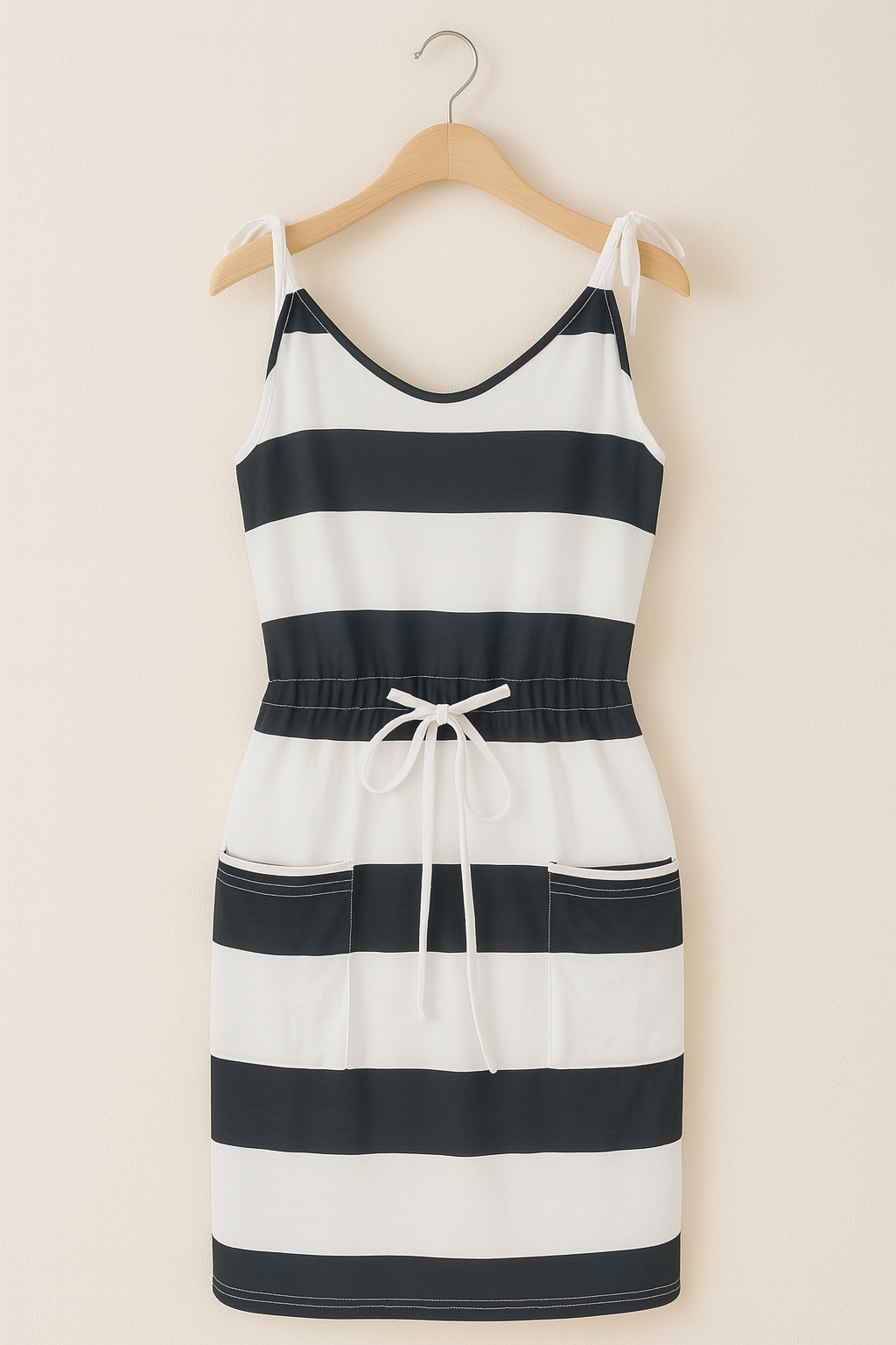 Aida – Gestreiftes Minikleid mit Trägern und Schleifen 14