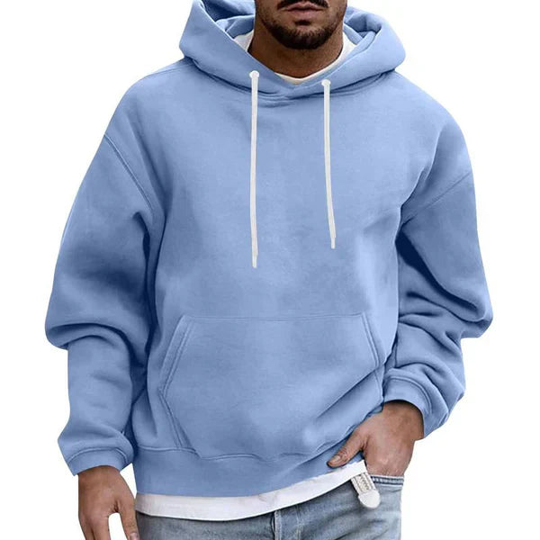 Albin - Bequemer Kapuzenpullover mit Taschen für Herren Hellblau