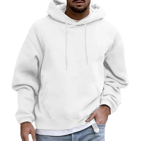 Albin - Bequemer Kapuzenpullover mit Taschen für Herren Weiß