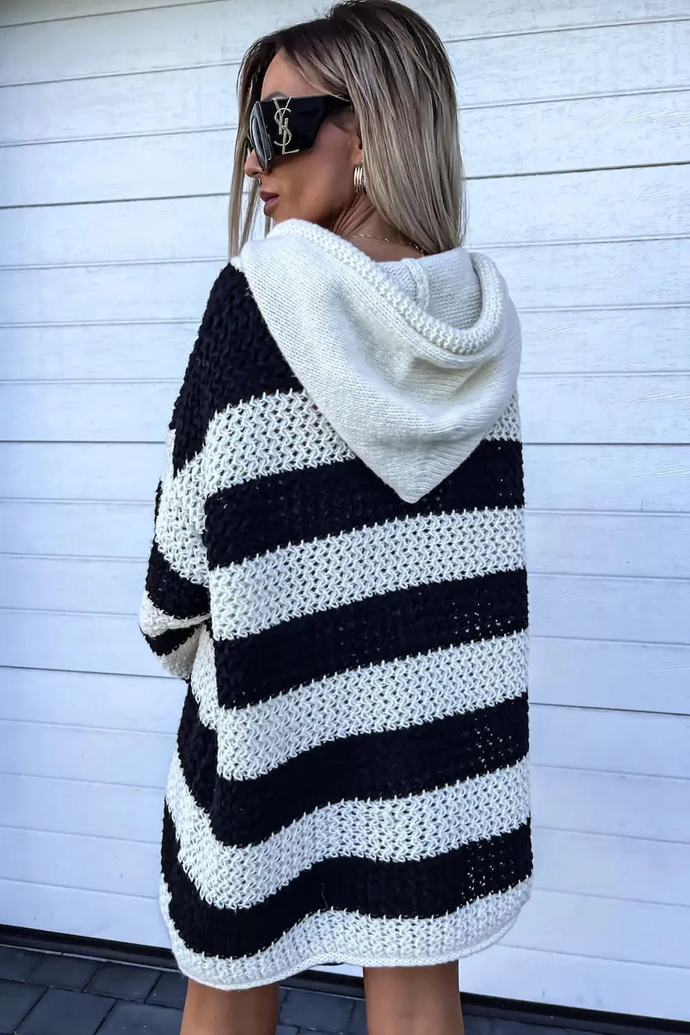 Alica - Gemütlicher Gerippter Pullover Für Frauen Schwarz-weiß