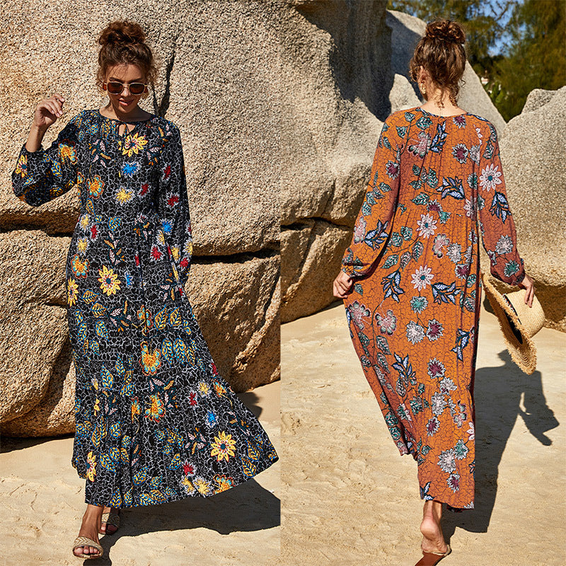 Amanda- Damen Maxikleid mit floralem Muster
