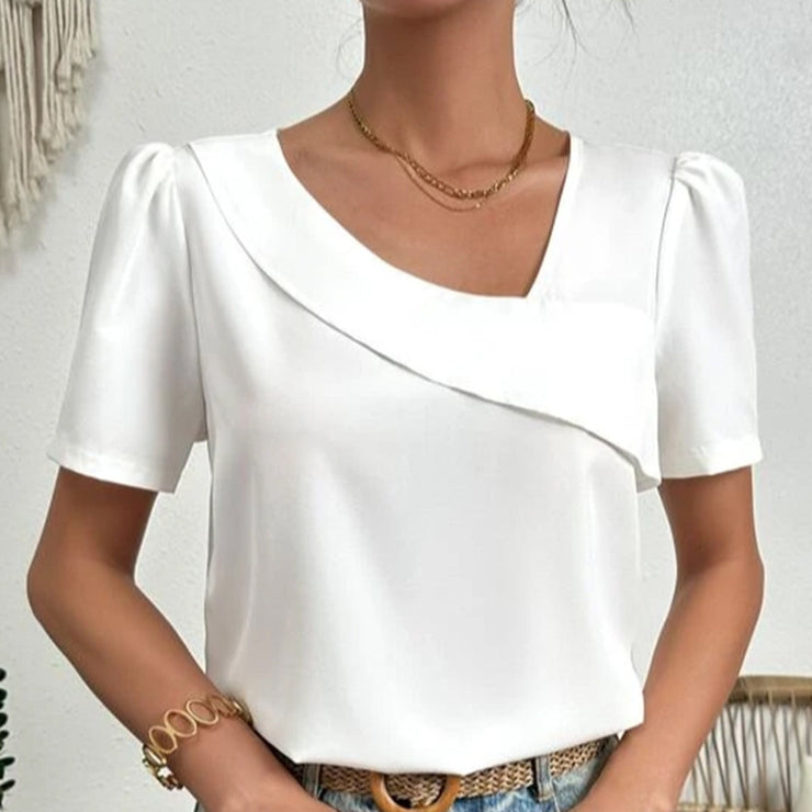 Amelie - Solides Puffärmel Top Weiß