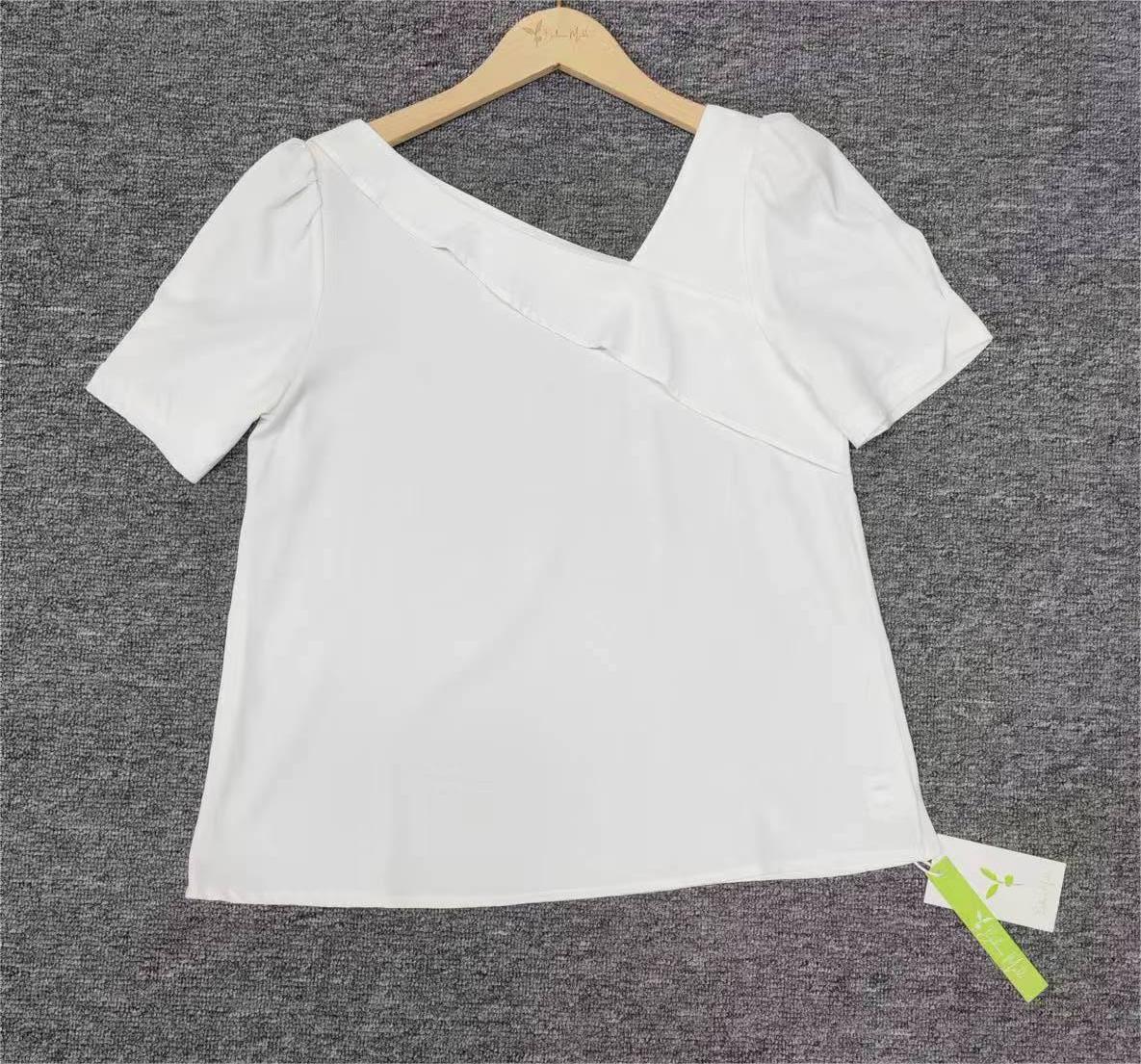 Amelie - Solides Puffärmel Top Weiß 3