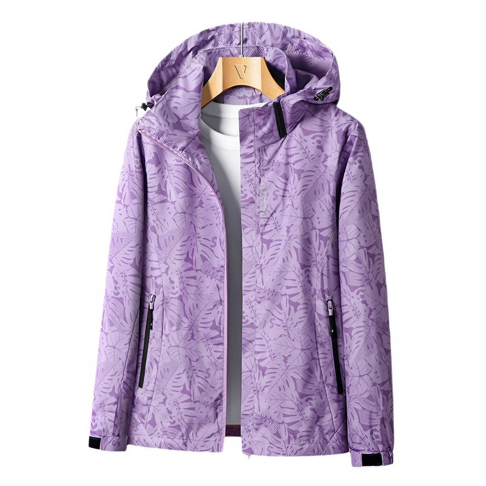 Andrea - Damen Regenjacke Bedruckt Kapuze Outdoor Modern Lila