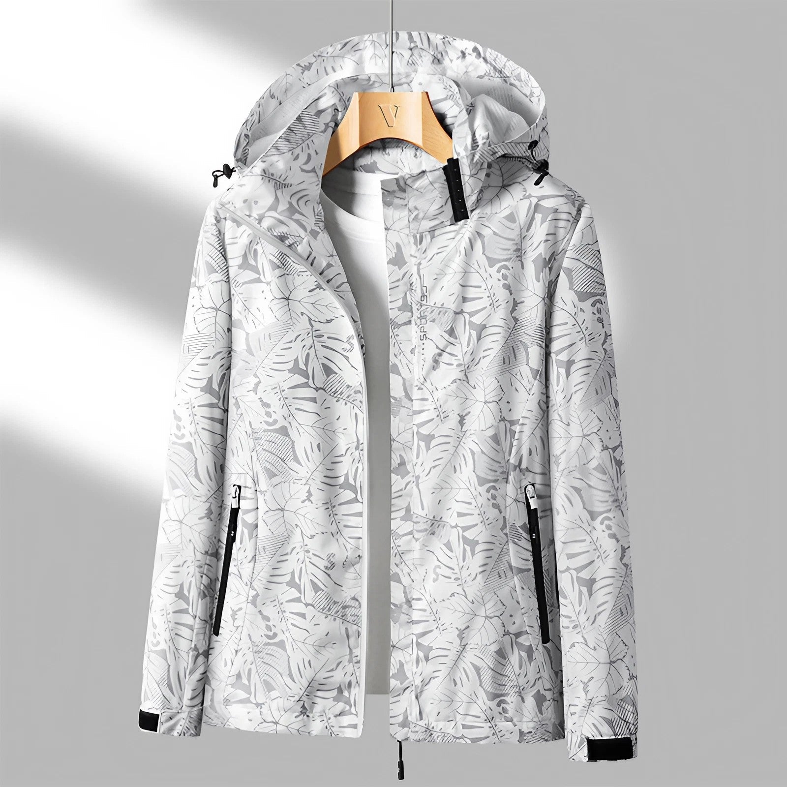 Andrea - Damen Regenjacke Bedruckt Kapuze Outdoor Modern Weiß