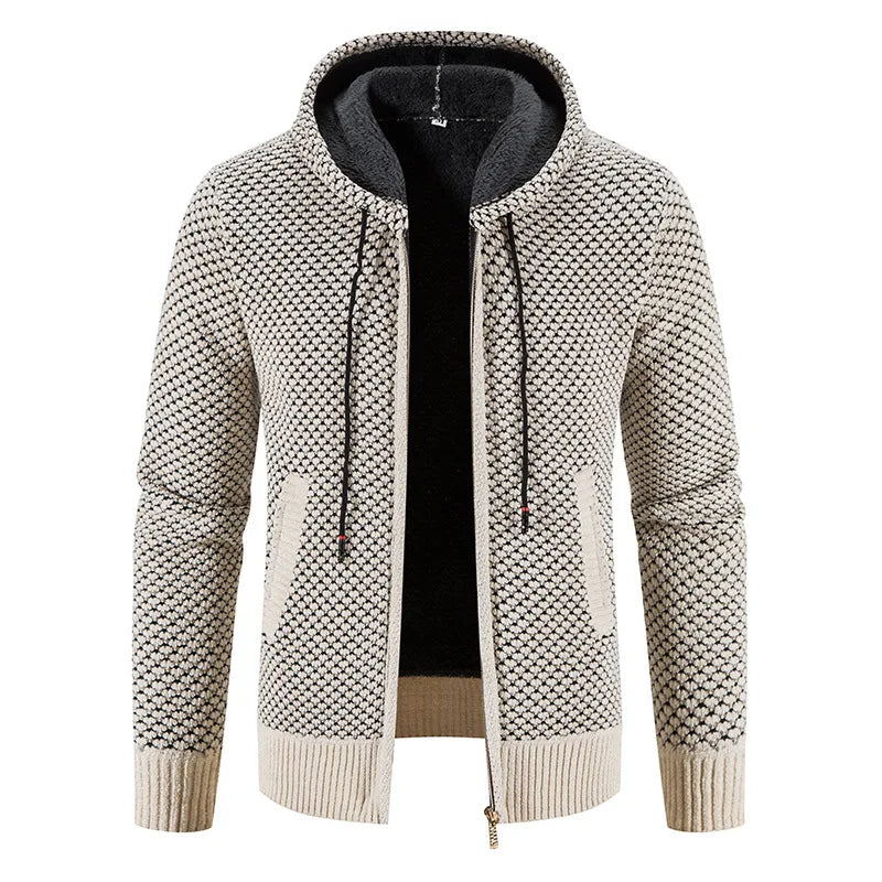 Andreas - Strickjacke für Herren mit Fleecefutter Winter Kapuze Farbe