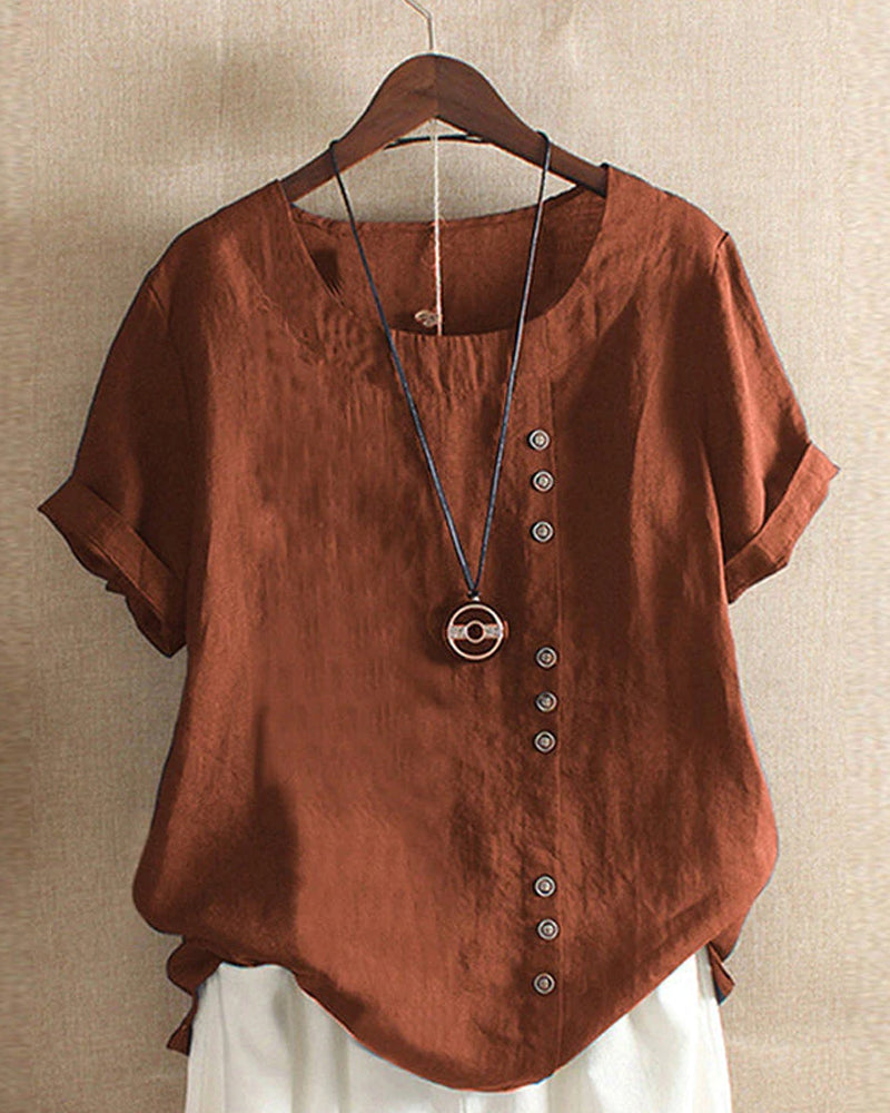 Annika - Damen Kurzarm-Bluse braun