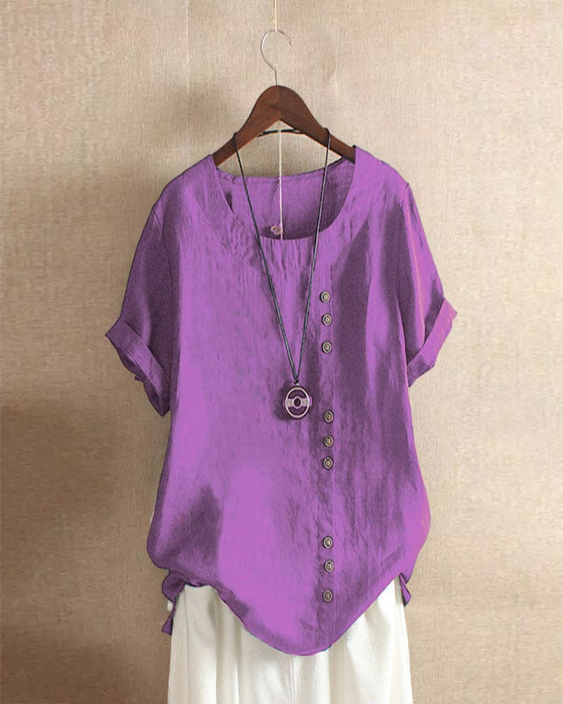Annika - Damen Kurzarm-Bluse lila