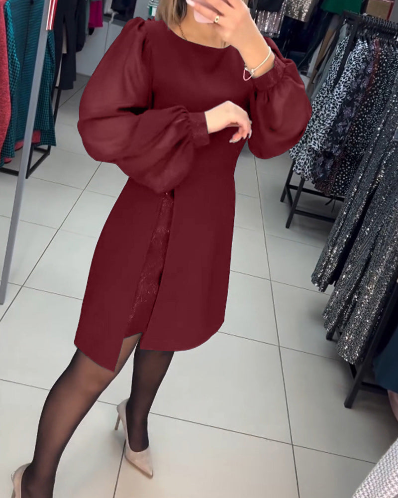 Annika - Elegantes einfarbiges Kleid Burgund