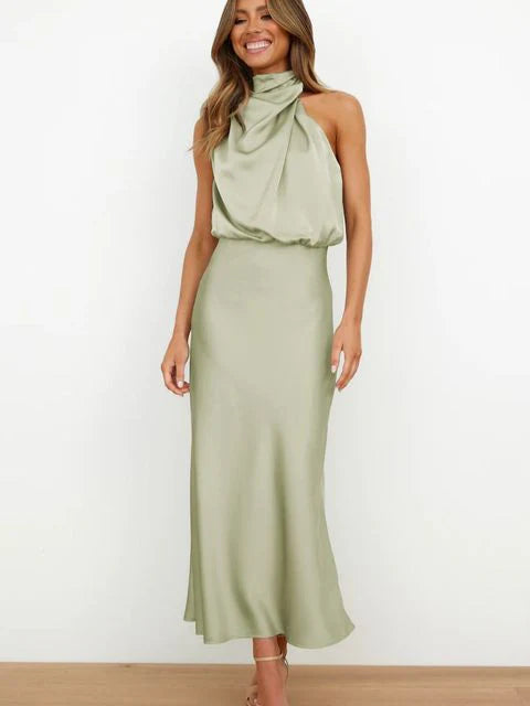 Araminta-langes Kleid für Frauen Hellgrün