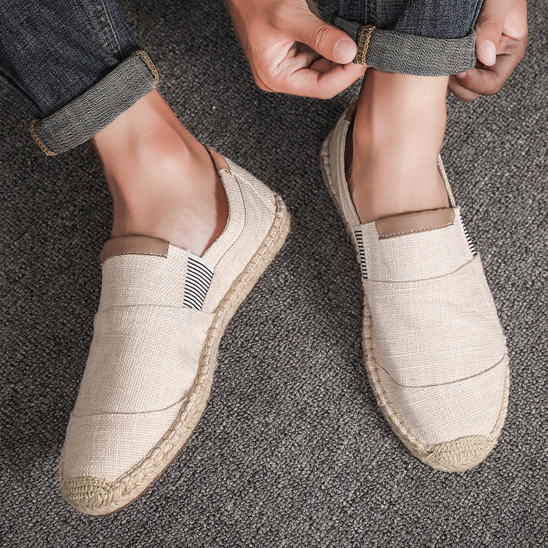 Arno - Stilvolle Handgemachte Leinwandstrohschuhe Sommer Chic Beige