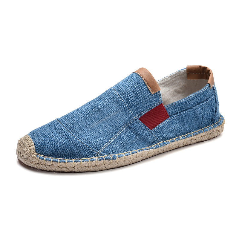 Arno - Stilvolle Handgemachte Leinwandstrohschuhe Sommer Chic Blau