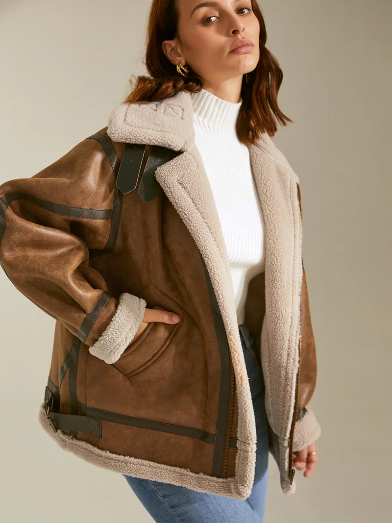 Faux Sheepskin Suede Jacket