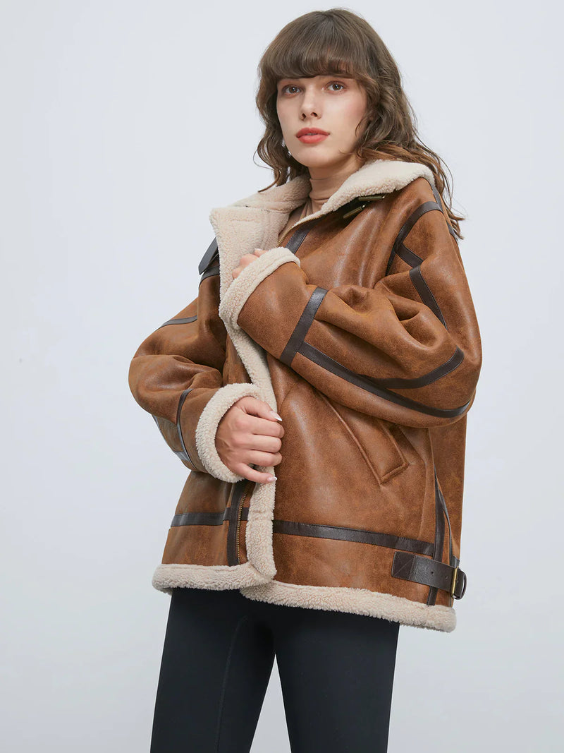 Faux Sheepskin Suede Jacket