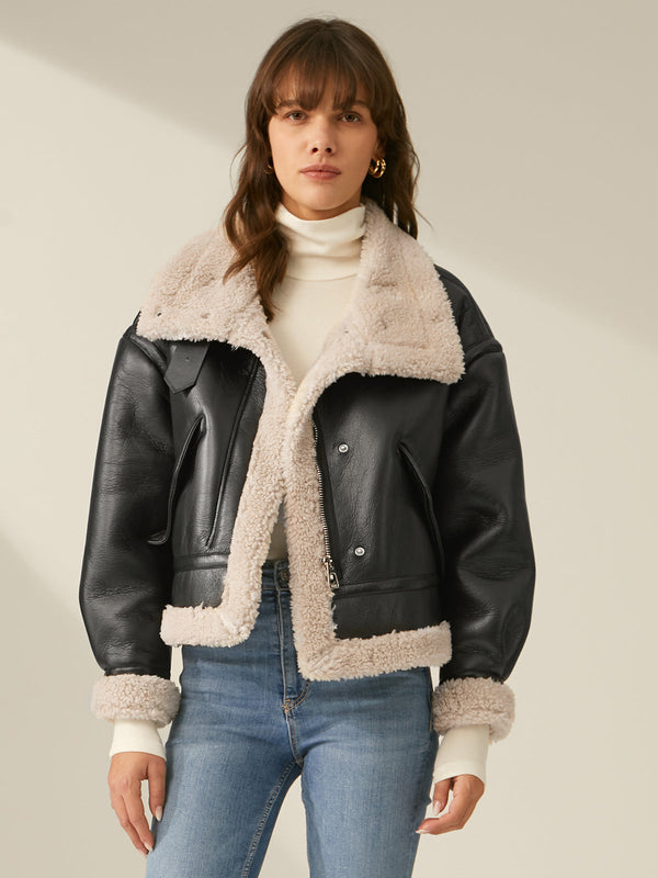 Emilio - Sherpa Lined Shearling Leather Flight Jacket