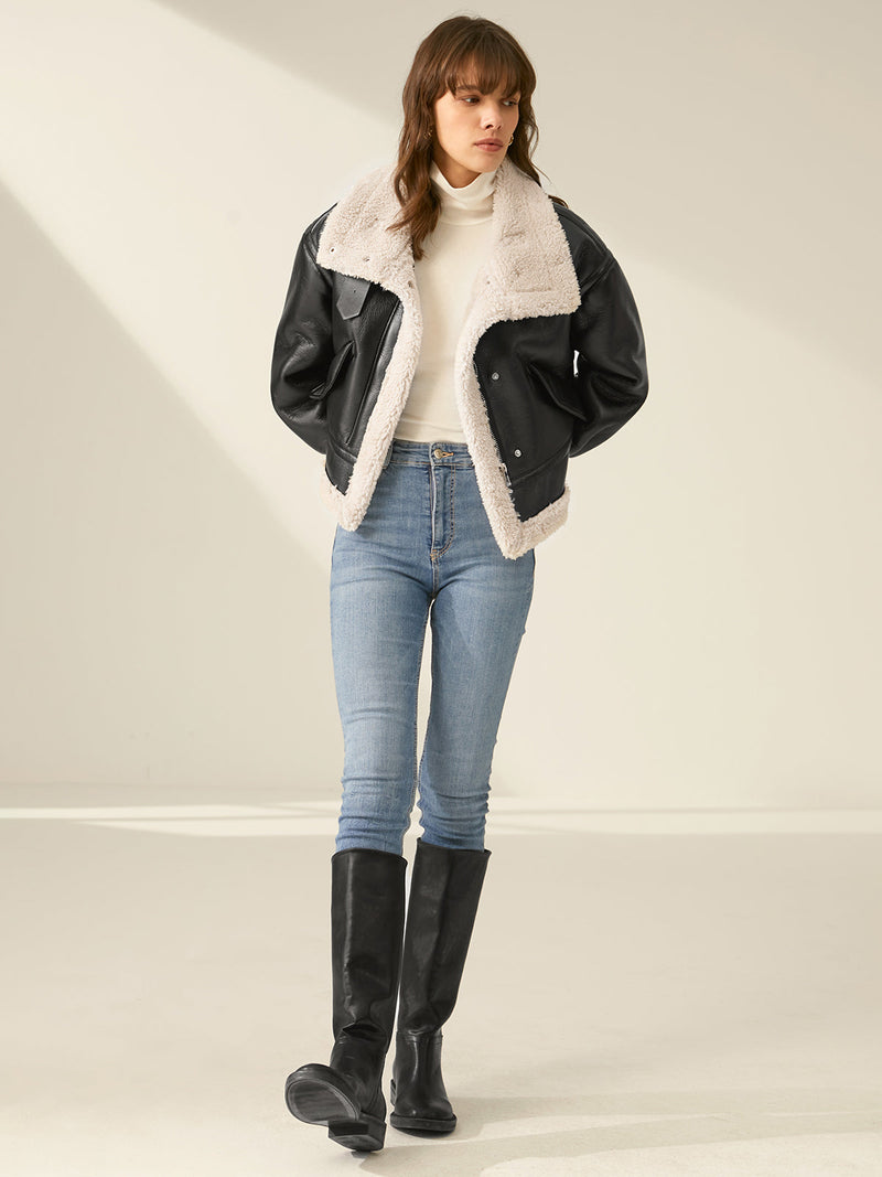 Emilio - Sherpa Lined Shearling Leather Flight Jacket