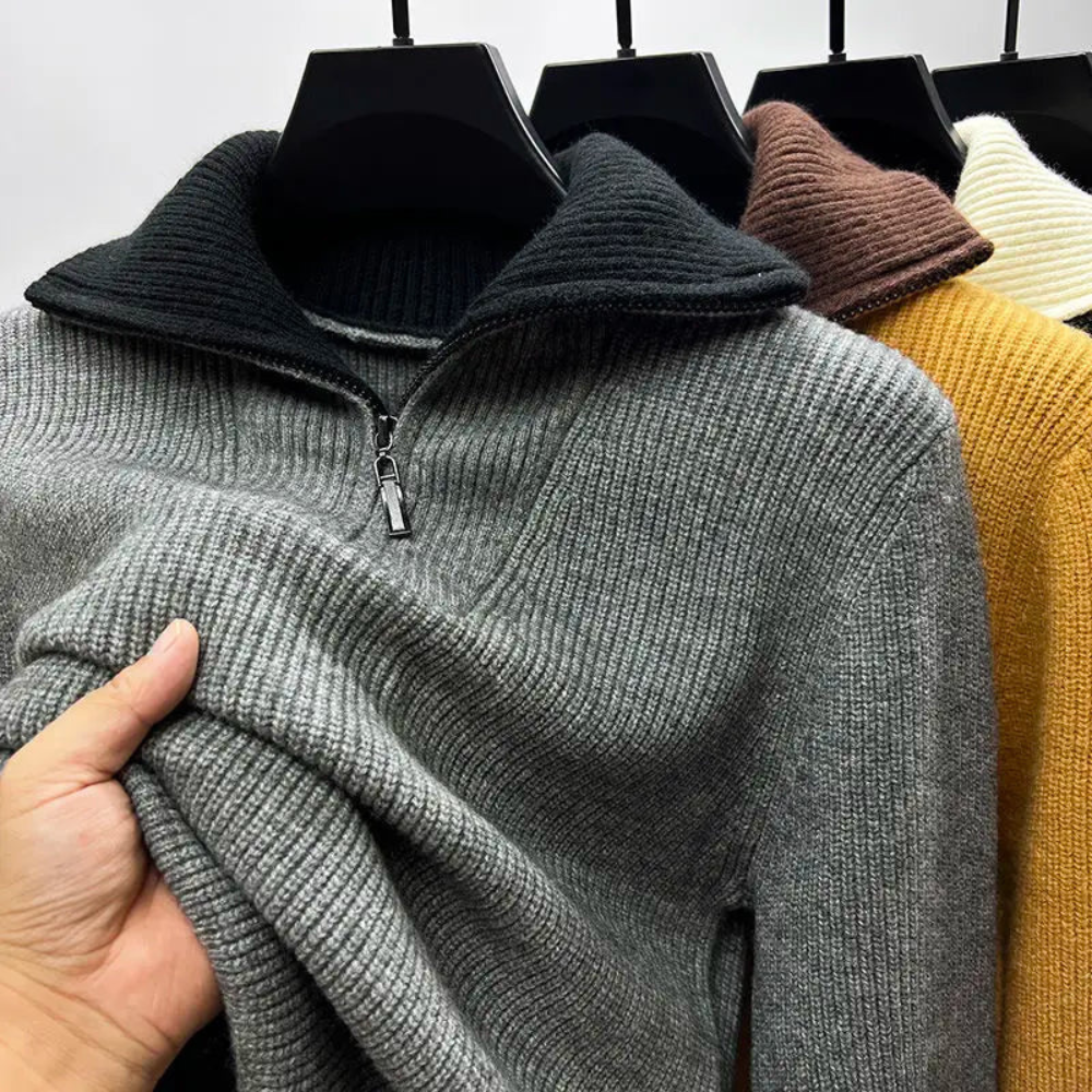 Axel – Herren Stehkragenpullover mit Reißverschluss – Sportlich & Modern