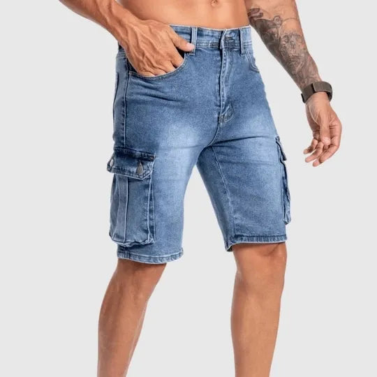 Baldian - Herren Cargo-Kurze Hosen aus Denim Sommerkleidung Denim blau
