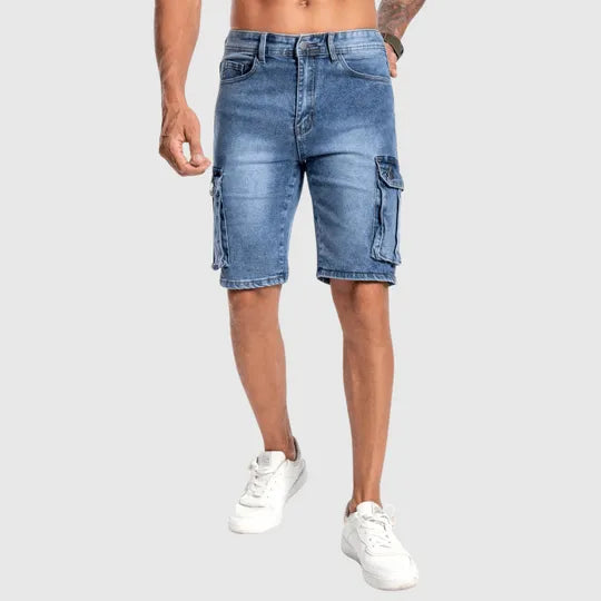Baldian - Herren Cargo-Kurze Hosen aus Denim Sommerkleidung Denim blau 1