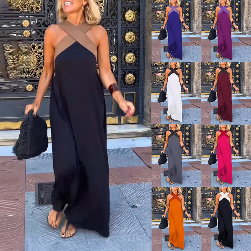 Barbara- Damen Maxikleid mit modernem X-Trägerdesign