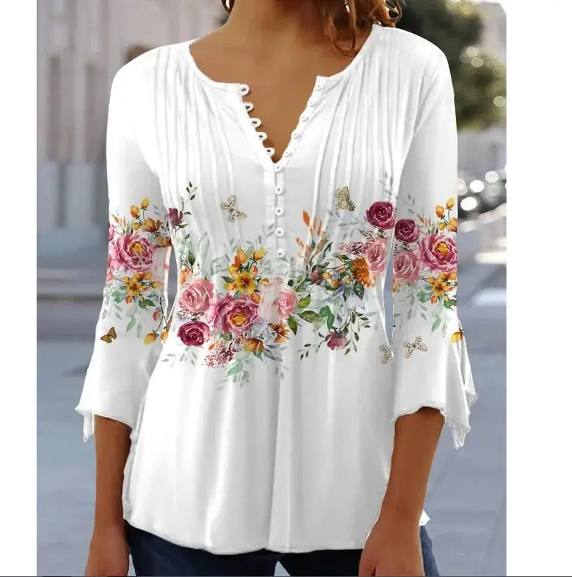 Barbra- Lässige Bluse mit Blumenmuster Stil 