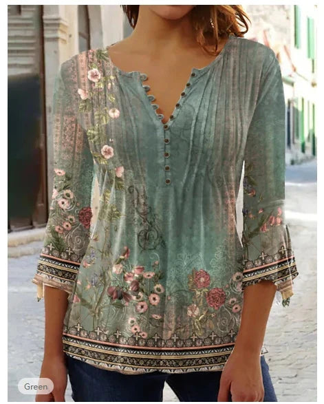 Barbra- Lässige Bluse mit Blumenmuster Stil  1