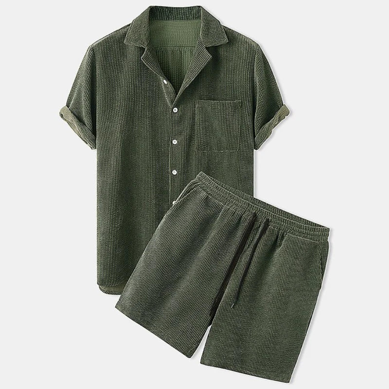Barnabas - Cord Sommer Set für Herren Zweiteilig Armeegrün