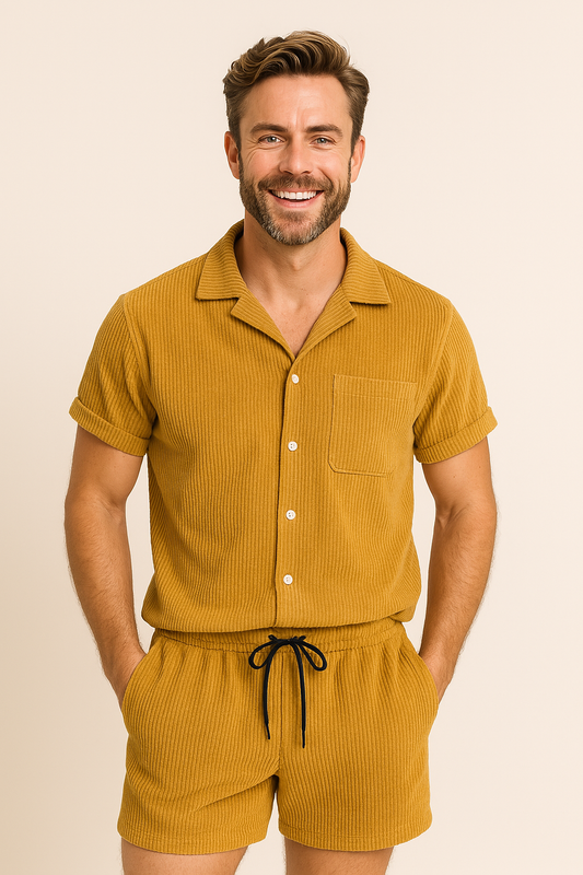 Barnabas - Cord Sommer Set für Herren Zweiteilig Gelb