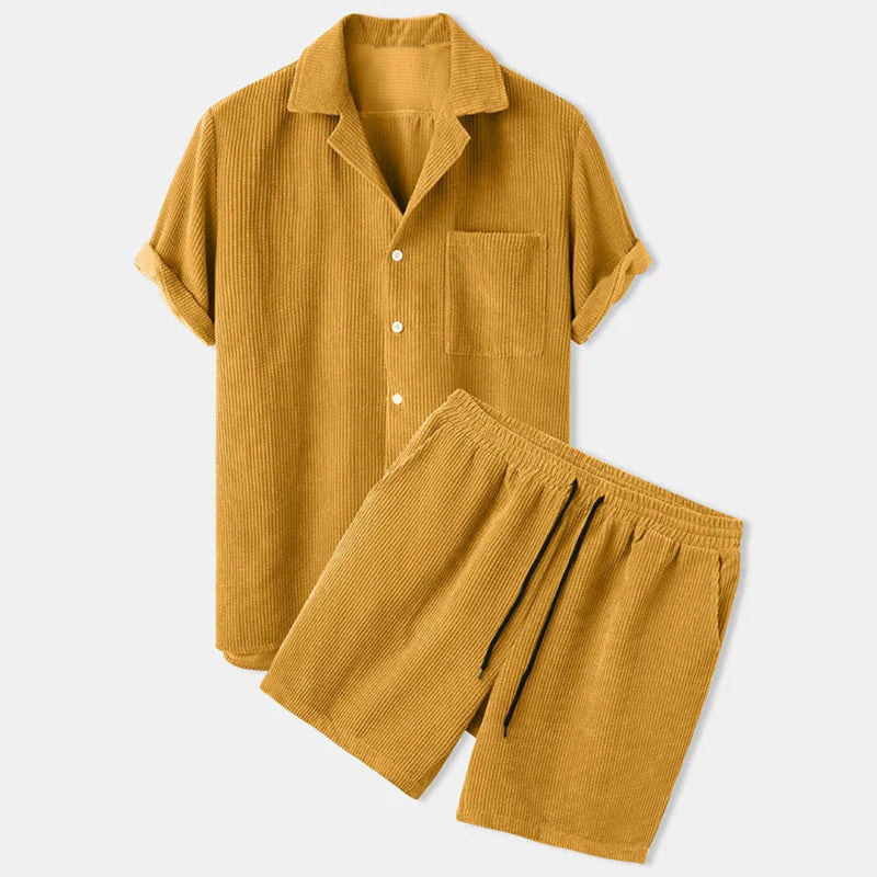 Barnabas - Cord Sommer Set für Herren Zweiteilig Gelb