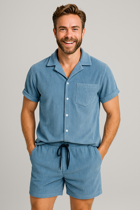 Barnabas - Cord Sommer Set für Herren Zweiteilig Hellblau