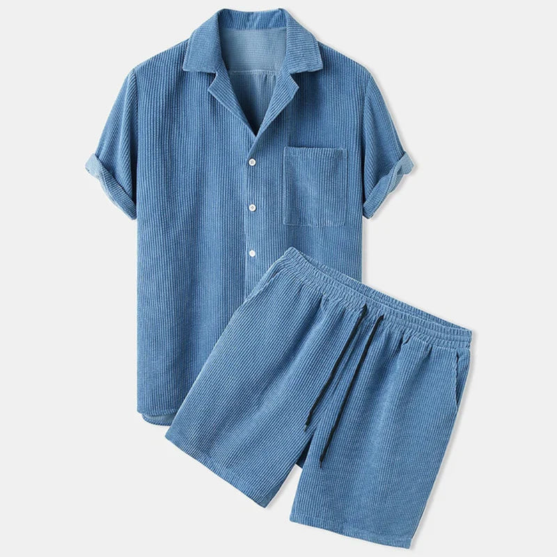 Barnabas - Cord Sommer Set für Herren Zweiteilig Hellblau