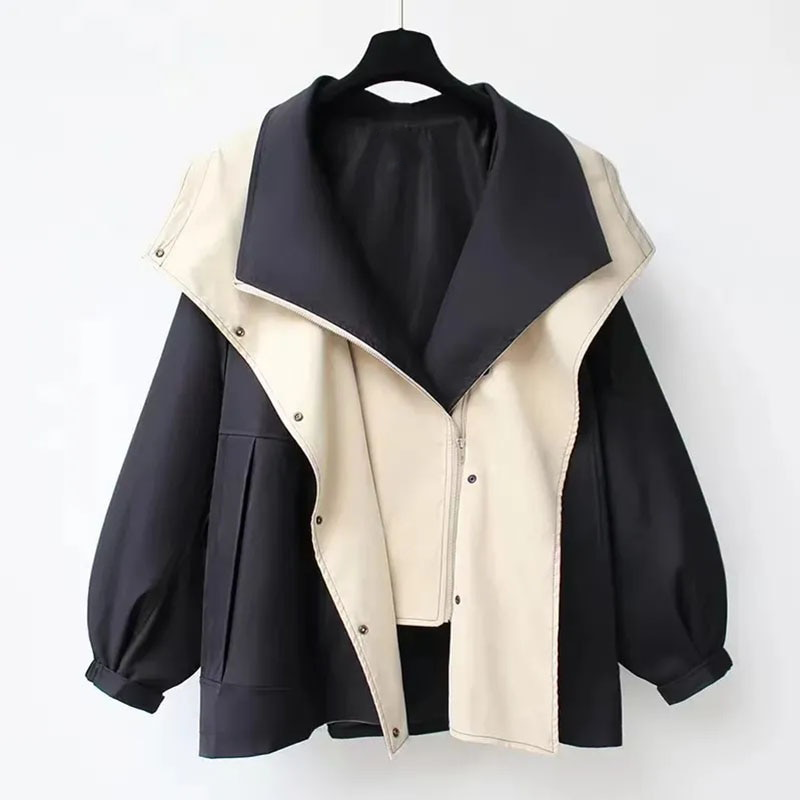 Beata – Stylische Damen Windbreaker Jacke mit Kapuze Schwarz
